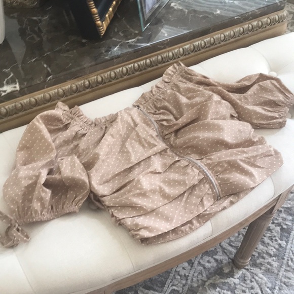 Tops - Polka Dot Off-Shoulder Blouse